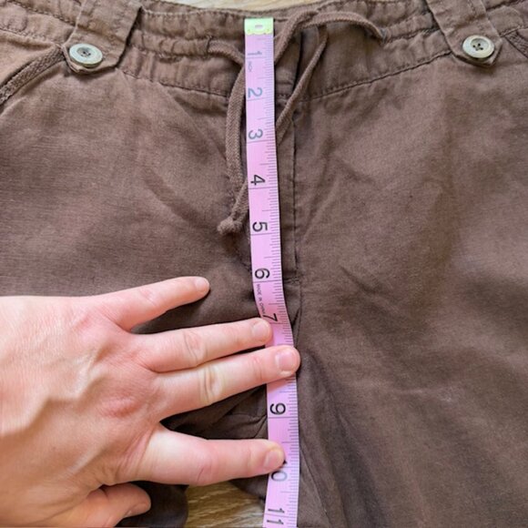Womens 100% Linen Wide Leg Pants Size 6 Cropped Coastal Boho Beach Neutral - Picture 9 of 12